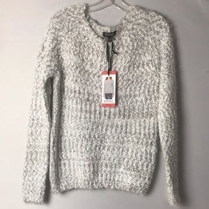 Buffalo white Eyelash Knit Pullover Sweater  M/M